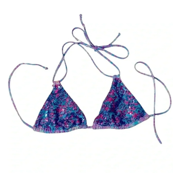 Victoria Secrets Sequins Blue and Purple Bikini Set, Swim Suit Summer - Picture 4 of 11